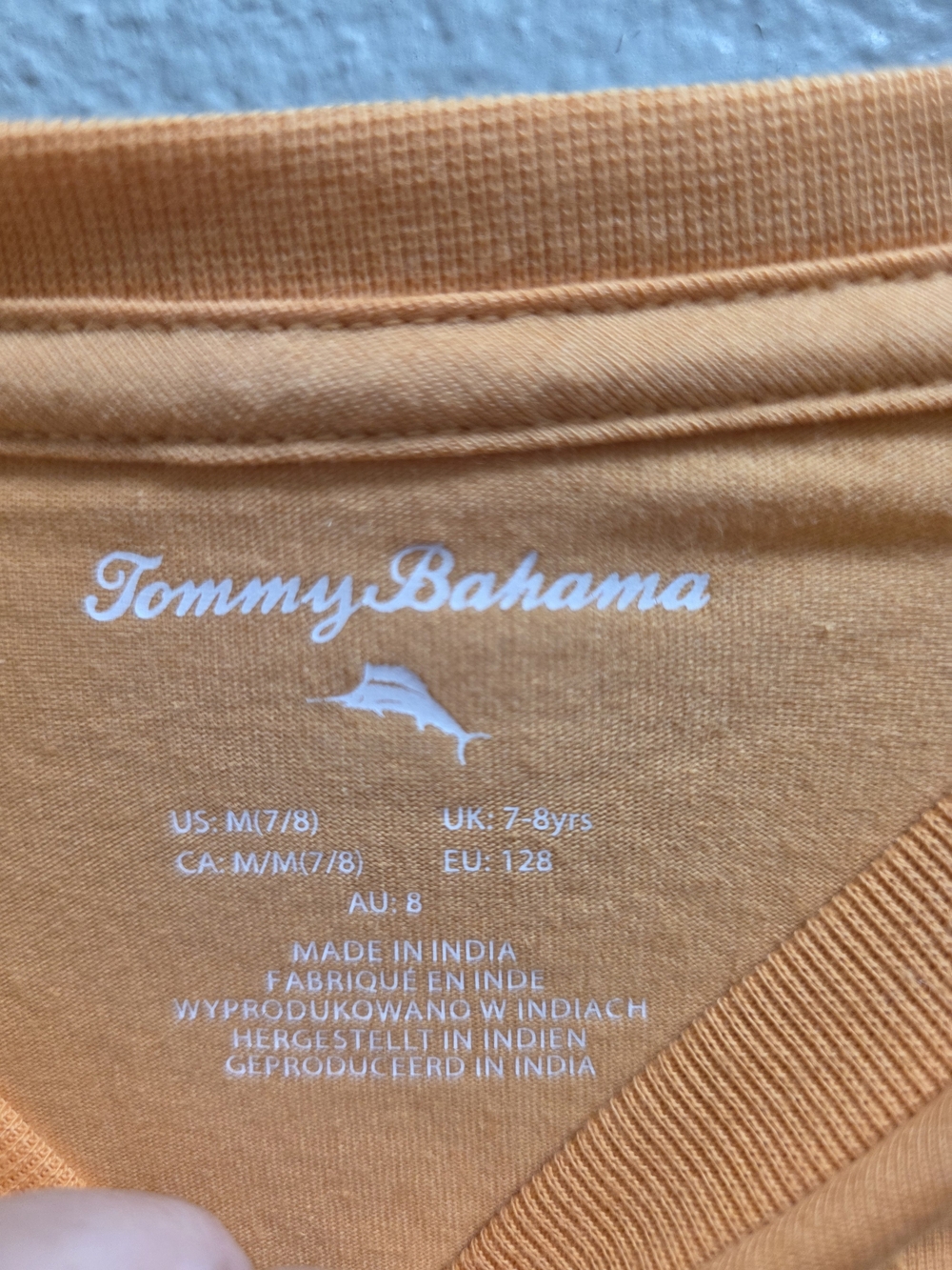 Tommy Bahama Orange Long Sleeve Tee with Skeleton Basketball Graphic Glows - Picture 4 of 5